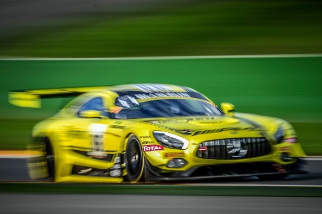 Maxi Götz levou seu Mercedes AMG 86 do time HTP Motorsport a pole da primeira parte do qualify das 24hrs de Spa. - Foto: Blancpain GT Series.