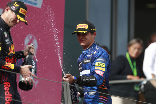 Pódio de Norris no GP da Áustria de F1 2021 - Foto: Pirelli F1 Press Media