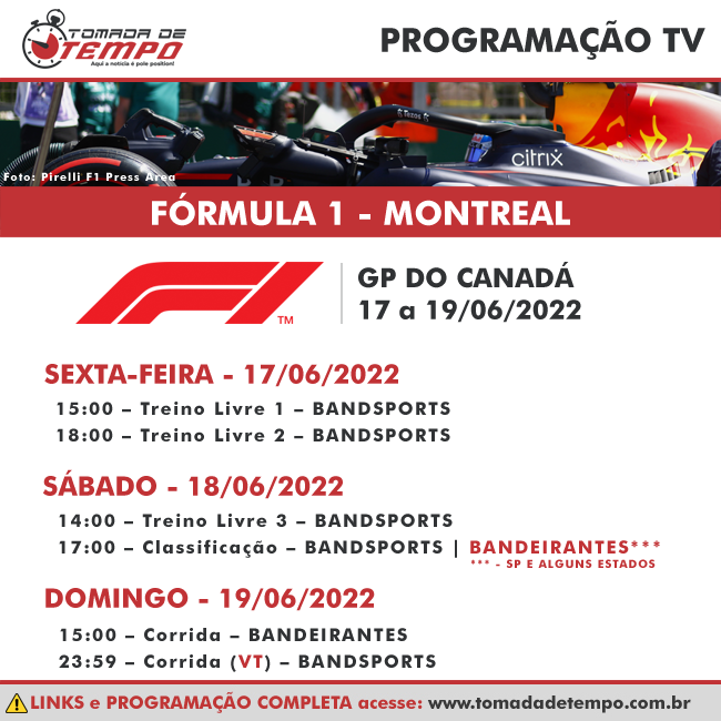 LIVE hoje às 20 horas sobre os treinos livres para o GP do Canadá