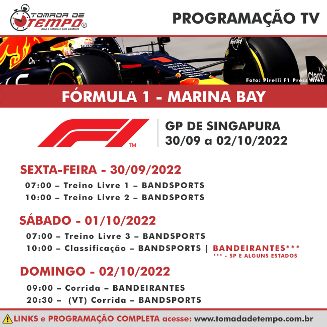 GP de Singapura de Fórmula 1, horários: Corrida às 13h00