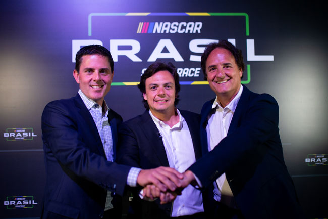 CEOs Chad Seigler (Nascar), Thiago Marques (Sprint Race) e Giovanni Guerra (CBA) - Foto: Duda Bairros