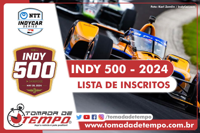 INDY500 2024 - Lista de Inscritos 500 milhas de Indianapolis - 2024